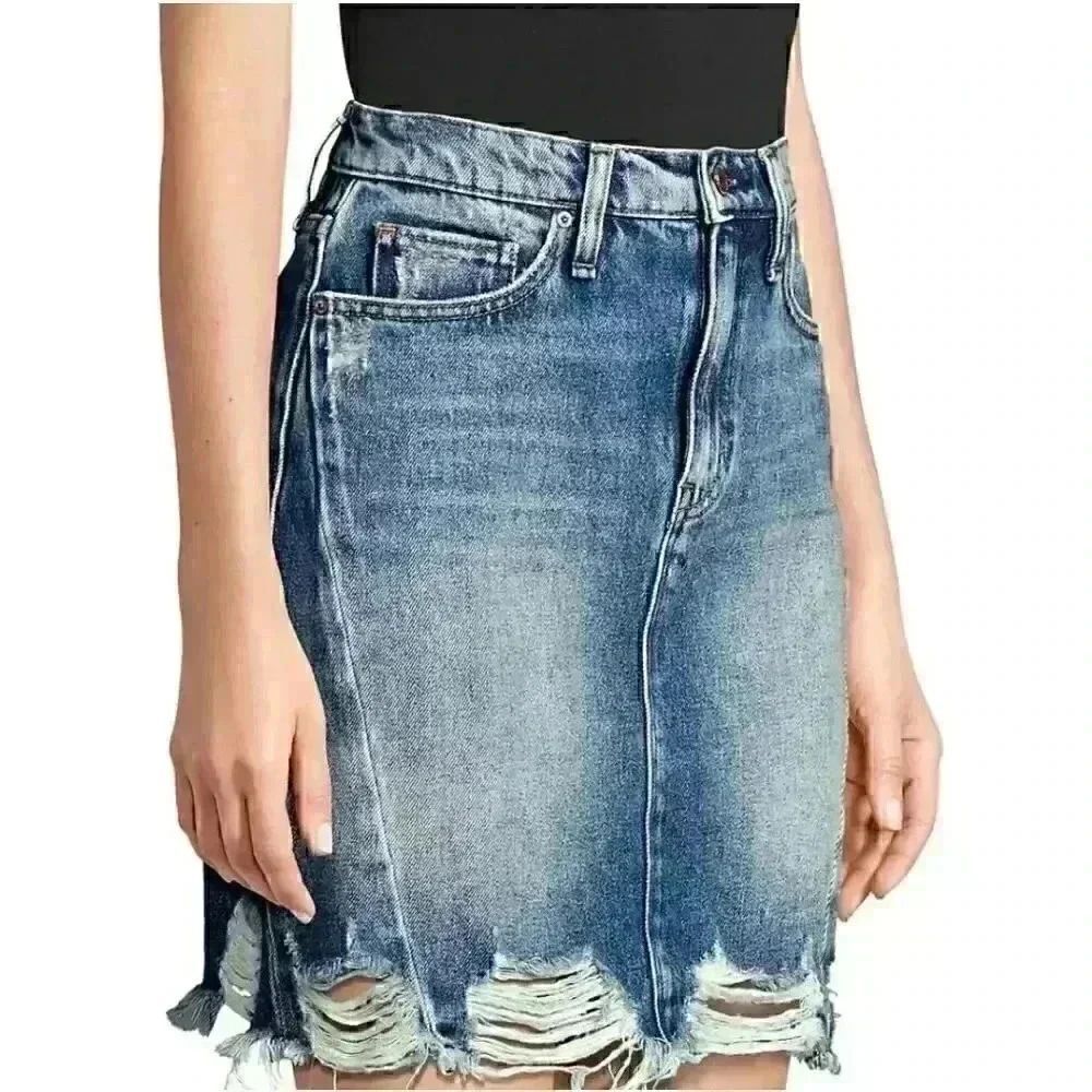 Hudson Lulu Distressed Denim Skirt Size 25 - Picture 7 of 7